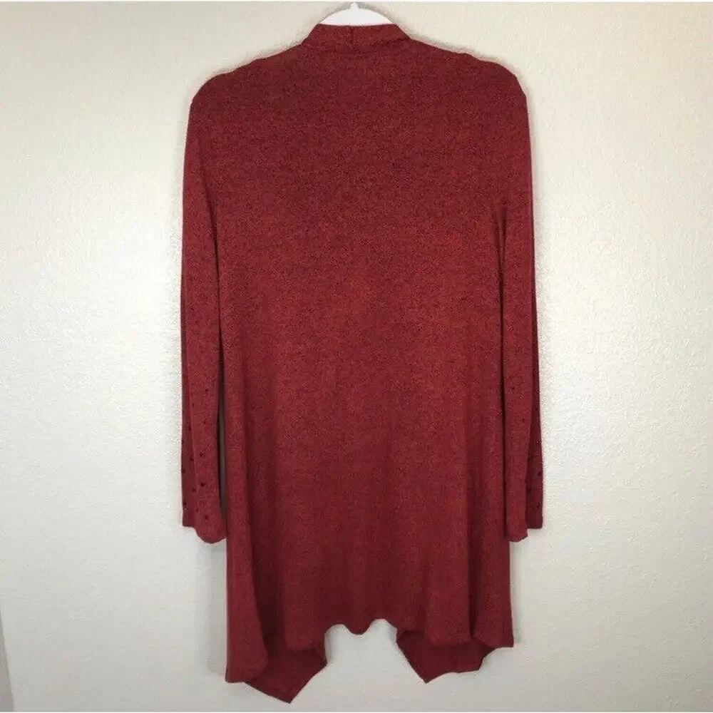 Nygard Size Medium Matching Red Long Sleeve Cardigan Shirt Blouse Top Set
